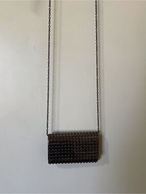 RSVP Paris Studded Chain Clutch Crossbody Bag Metallic Gunmetal Pocket Y2K